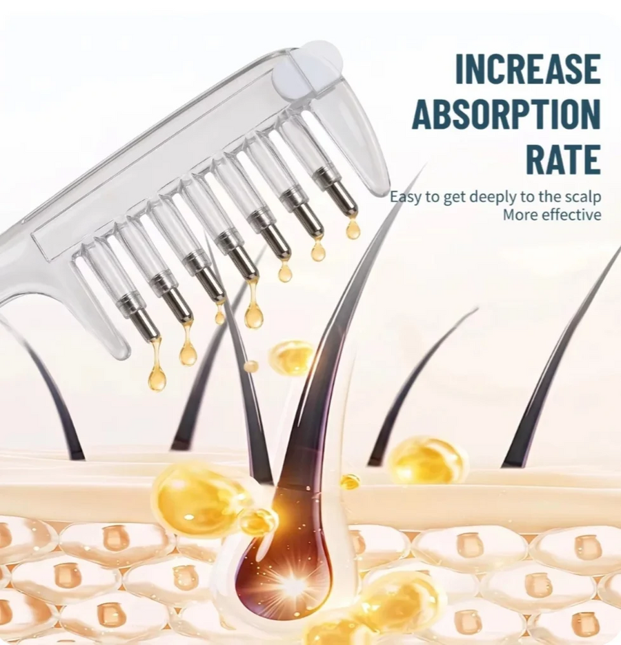 2-in-1 Hair Oil Applicator Comb with Roller Ball